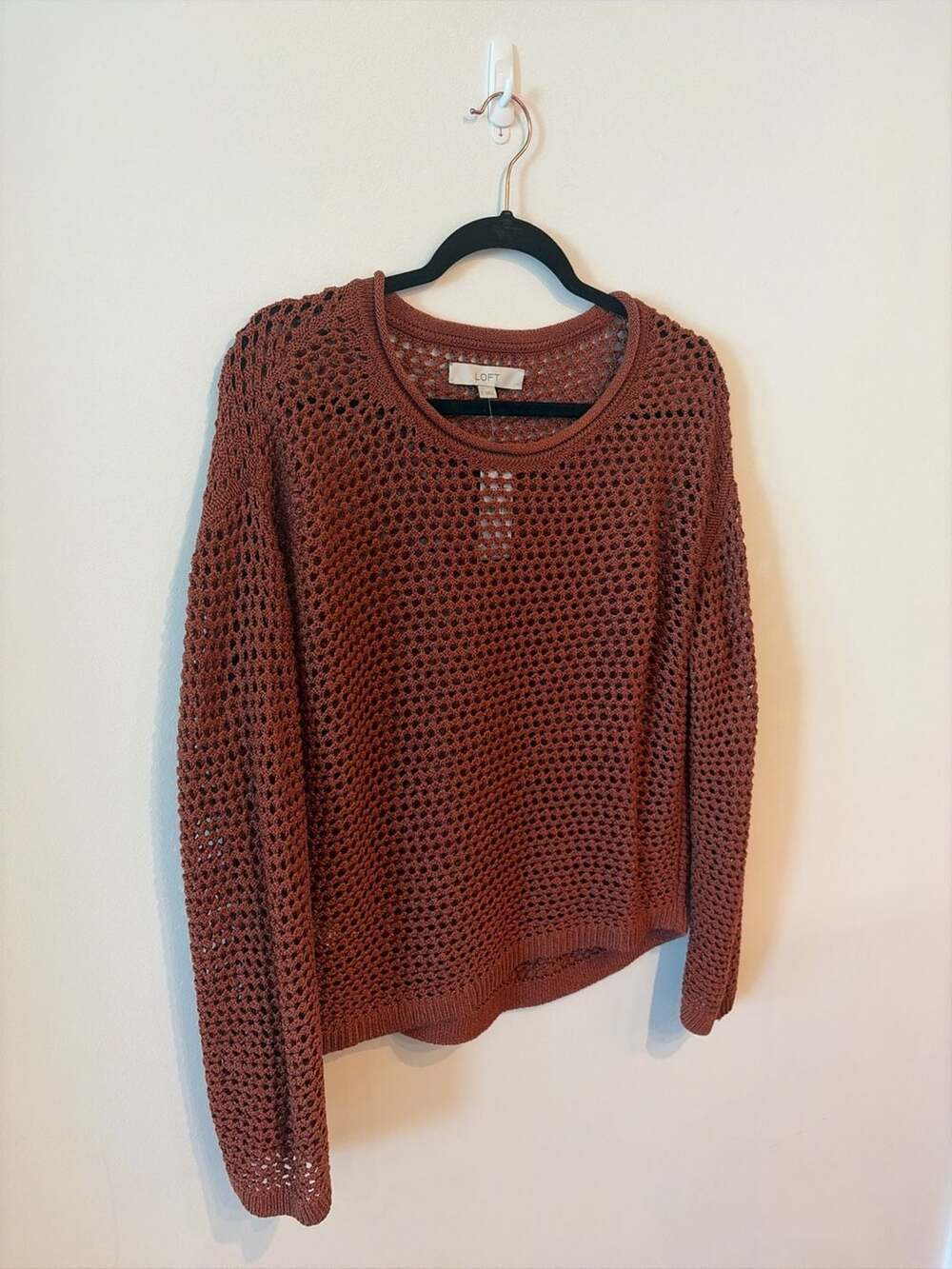 LOFT Open-Knit Long Sleeve Pullover Sweater